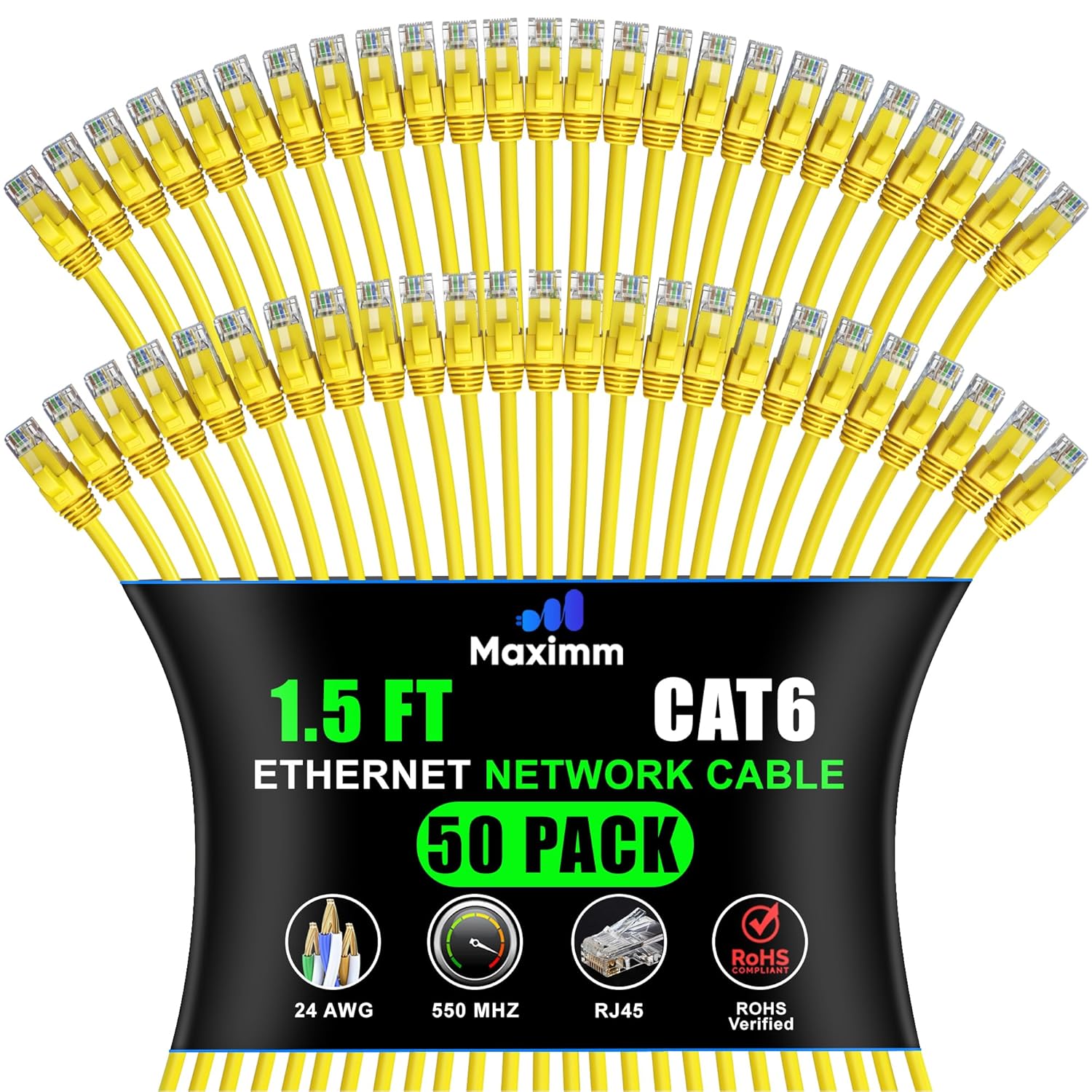 Maximm Cat 6 Ethernet Cable - High-Speed 10Gbps Network Cord