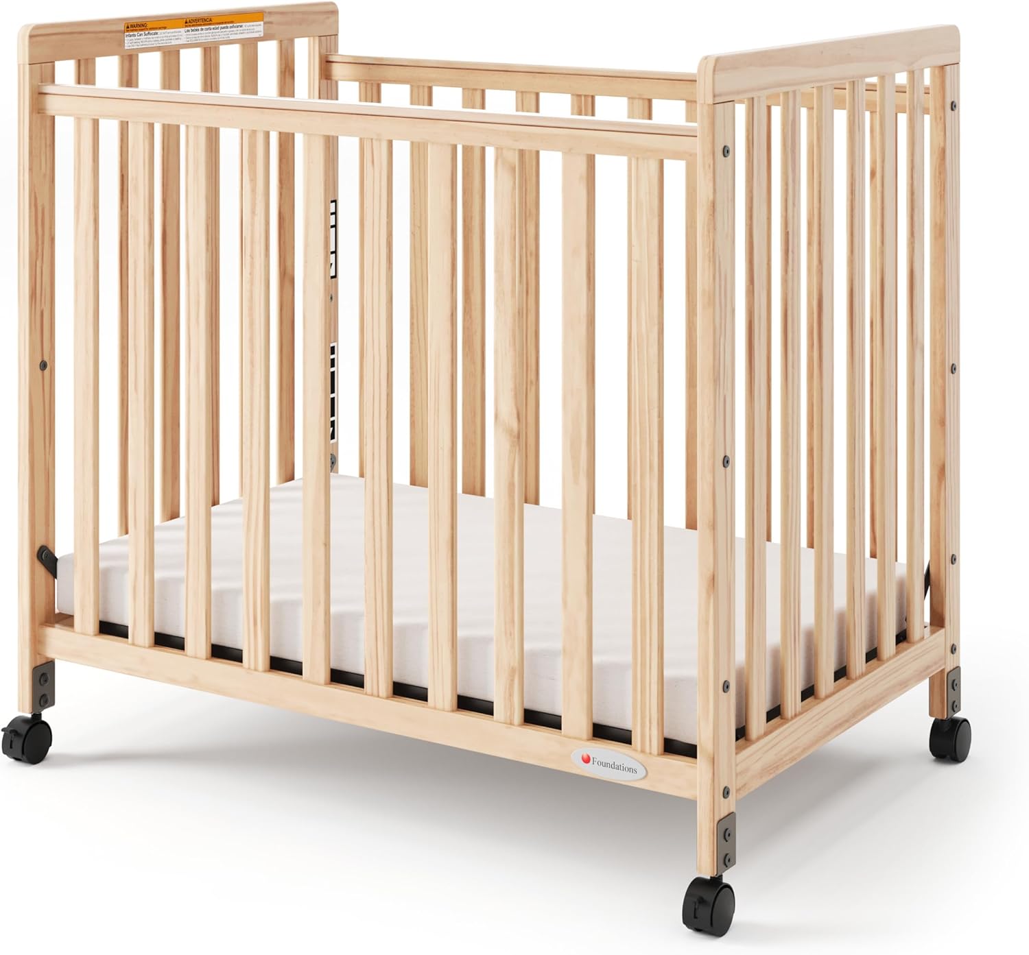 SafetyCraft Compact Slatted Daycare Crib with Foam Mattress