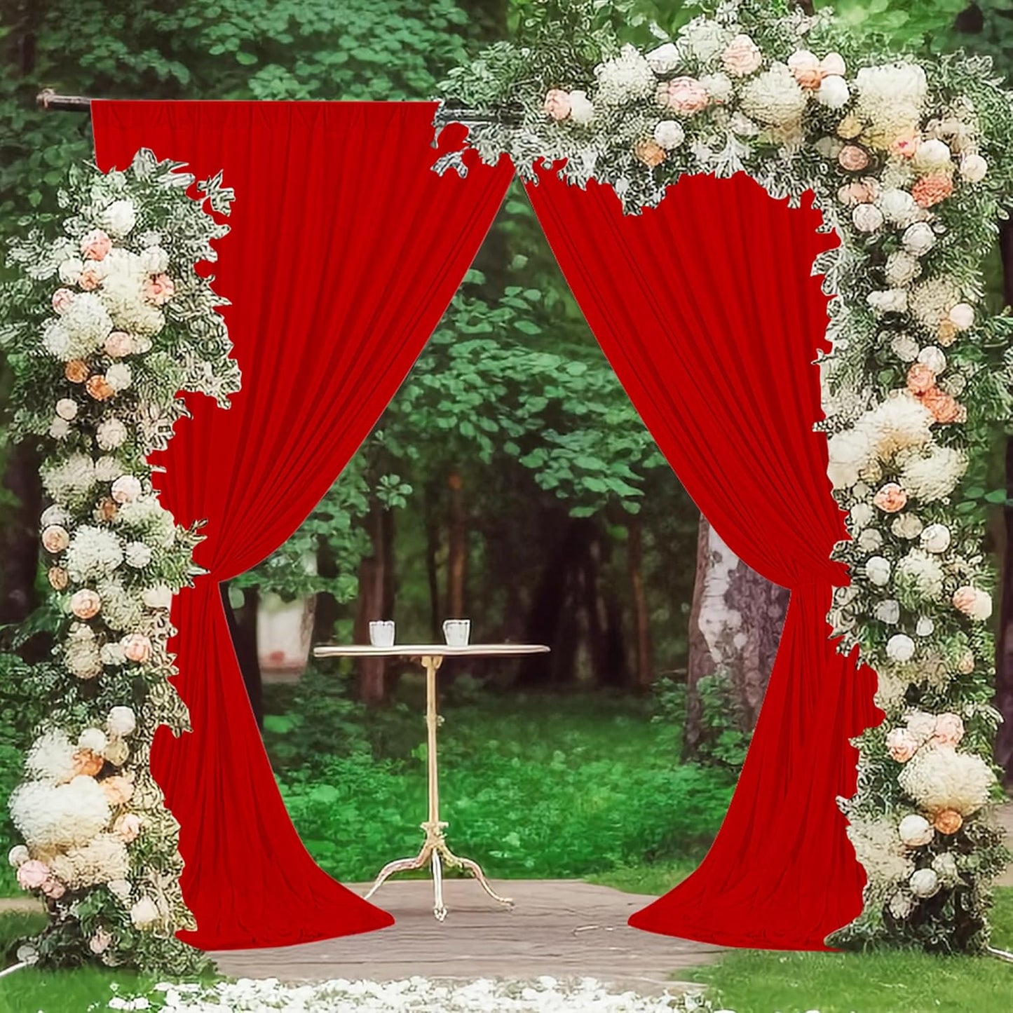 MEETSKY Red Backdrop Curtains for Party and Wedding Events