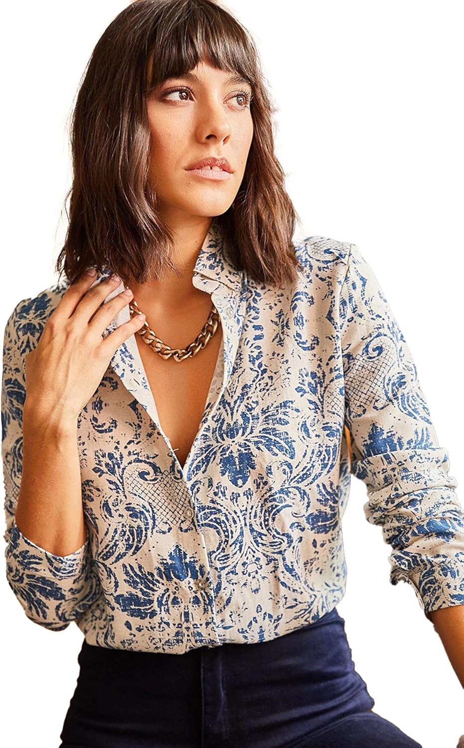 Stylish Long Sleeve Button Down Blouses for Women Fashion