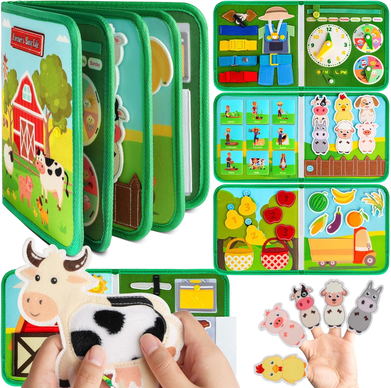 Montessori Farm Busy Book - Educational Sensory Toy