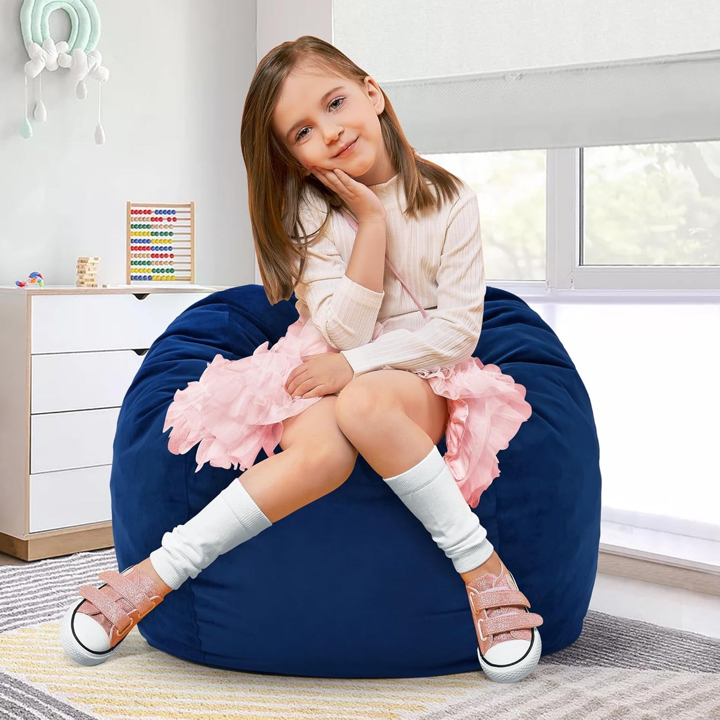 Hobestluk 2.5FT Bean Bag Chair with Memory Foam for Kids