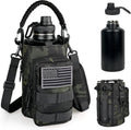 64 oz Tactical Insulated Water Bottle for Men - Black Camo