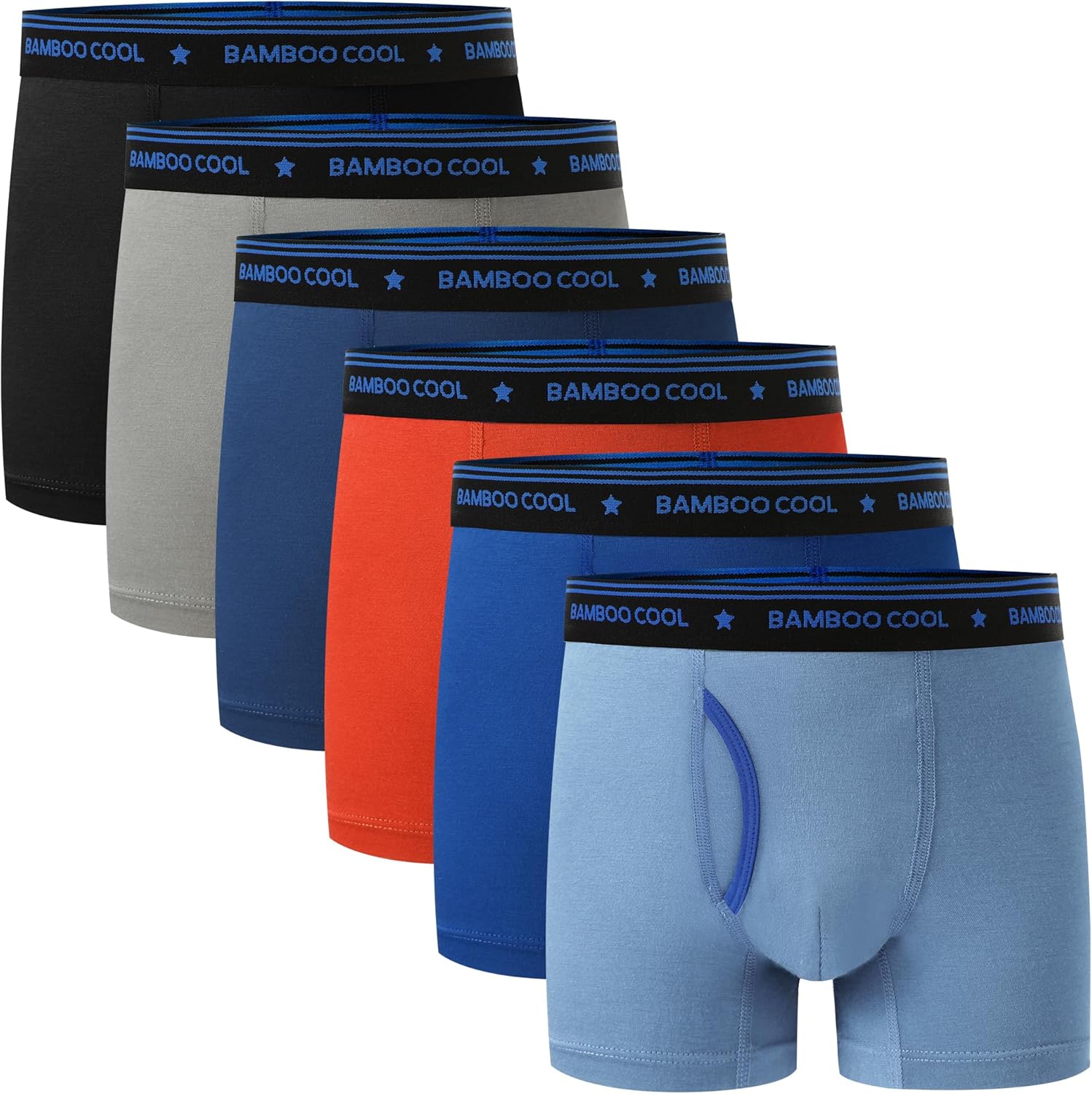 Bamboo Cool Boys' Underwear Soft Lightweight Boxer Briefs 6-Pack