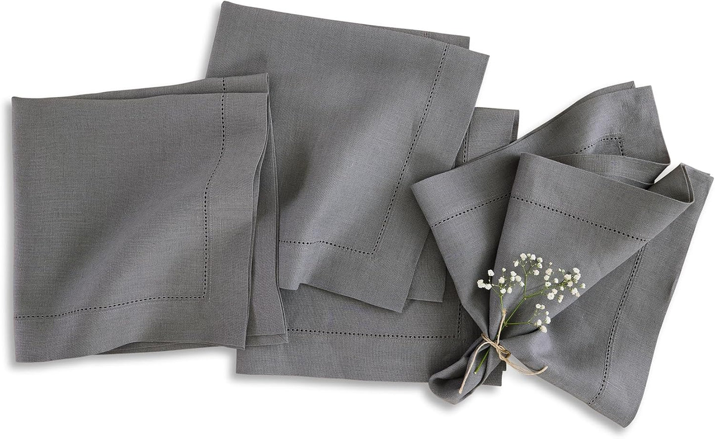 Elegant Steel Gray Linen Napkins Set of 4 for Stylish Dining