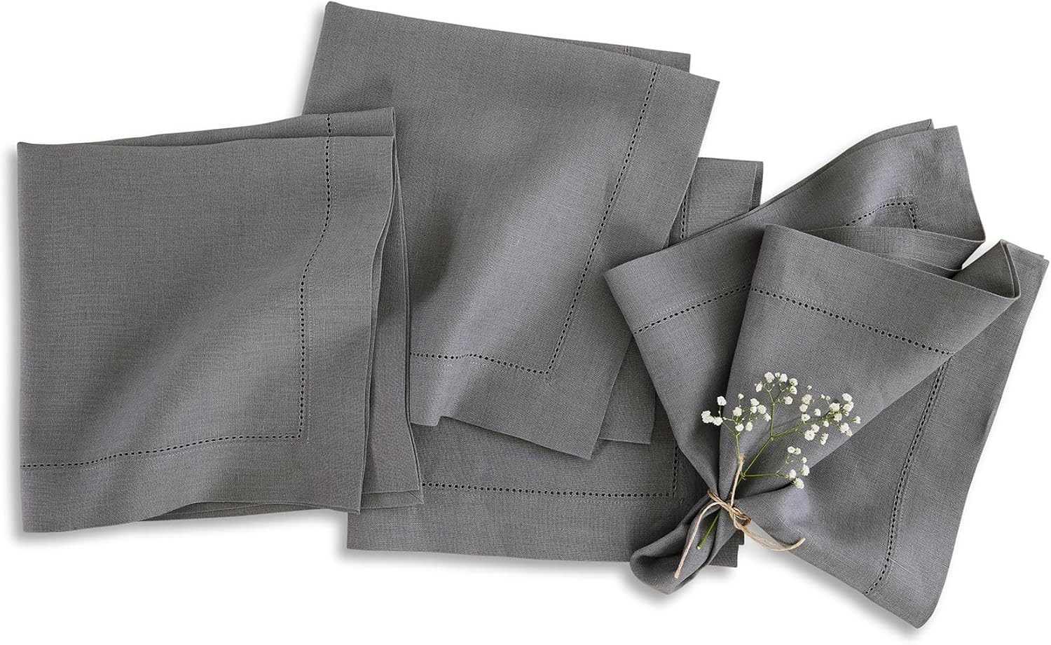 Elegant Steel Gray Linen Napkins Set of 4 for Stylish Dining