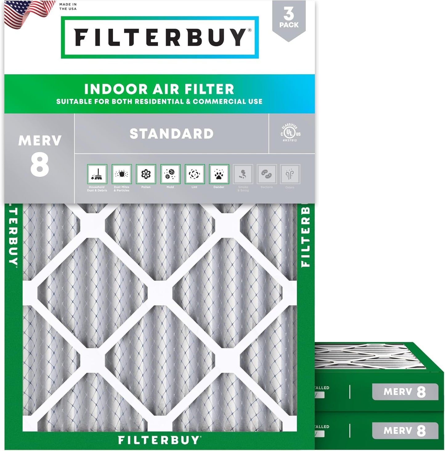 Filterbuy 28x30x2 Air Filter MERV 8 for Dust & Allergy Defense
