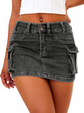 High Stretchy Cargo Skirt for Women - Low Waist Y2k Denim Mini ELLEVEN
