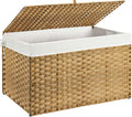GREENSTELL Storage Basket with Lid 160L Wicker Blanket Storage - Large