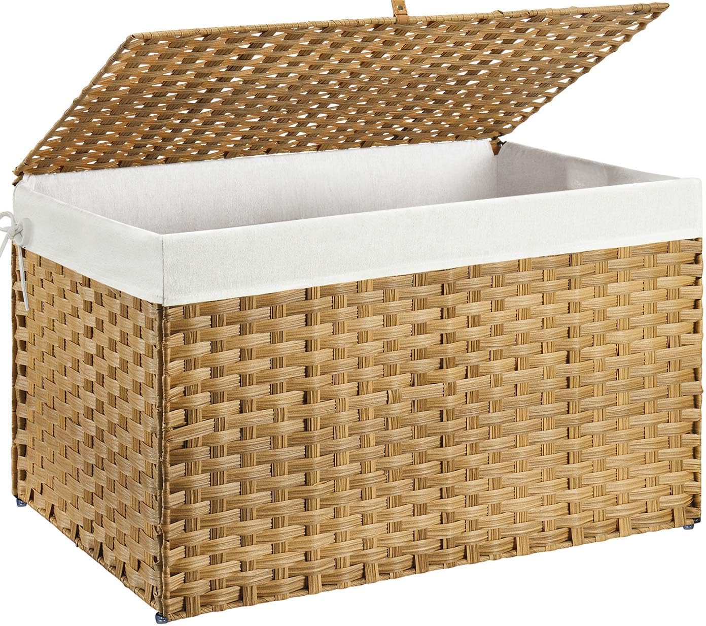 GREENSTELL Large Wicker Storage Basket with Lid for Home Use