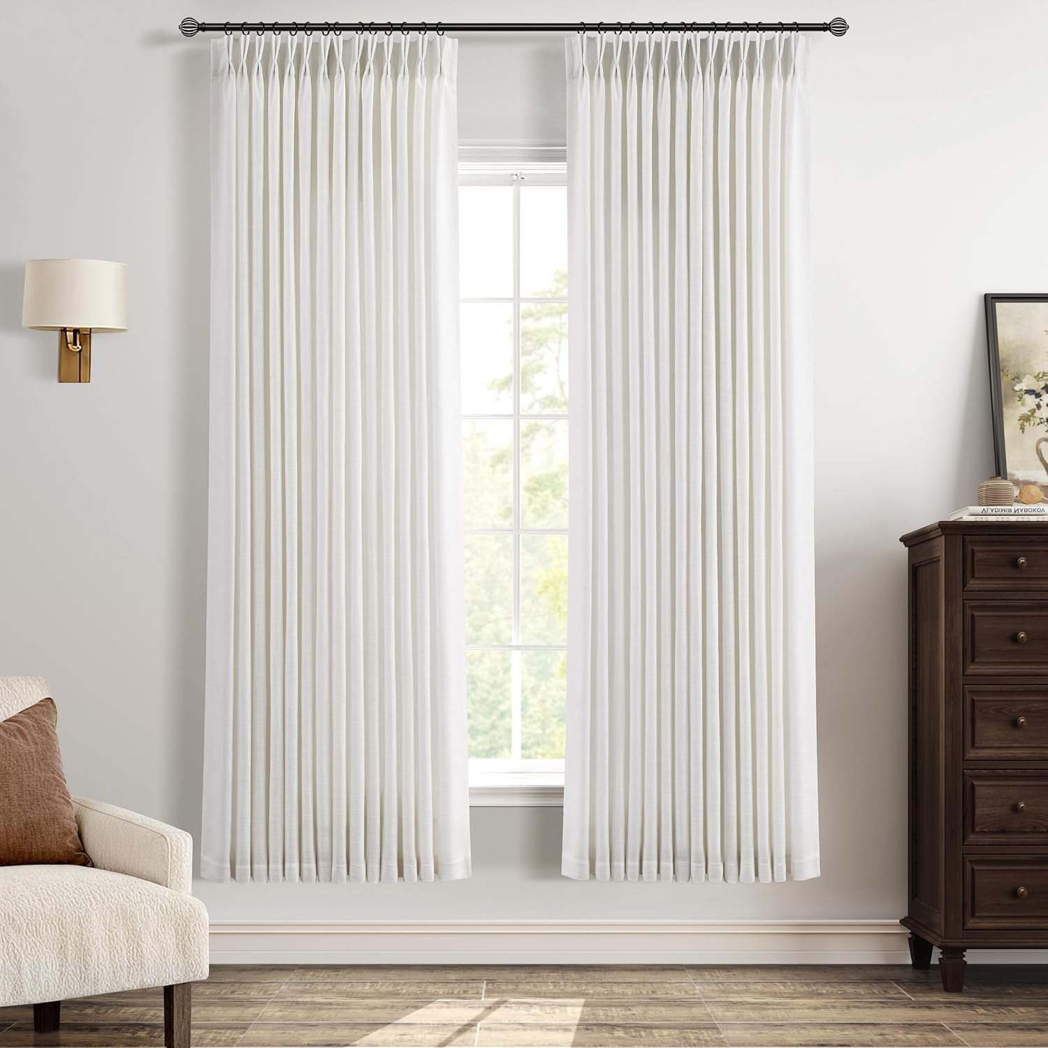 Pinch Pleat Linen Curtains 72 Inch Length for Elegant Spaces