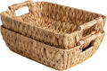 Water Hyacinth Large Storage Baskets 2-Pack - Handwoven with Wooden