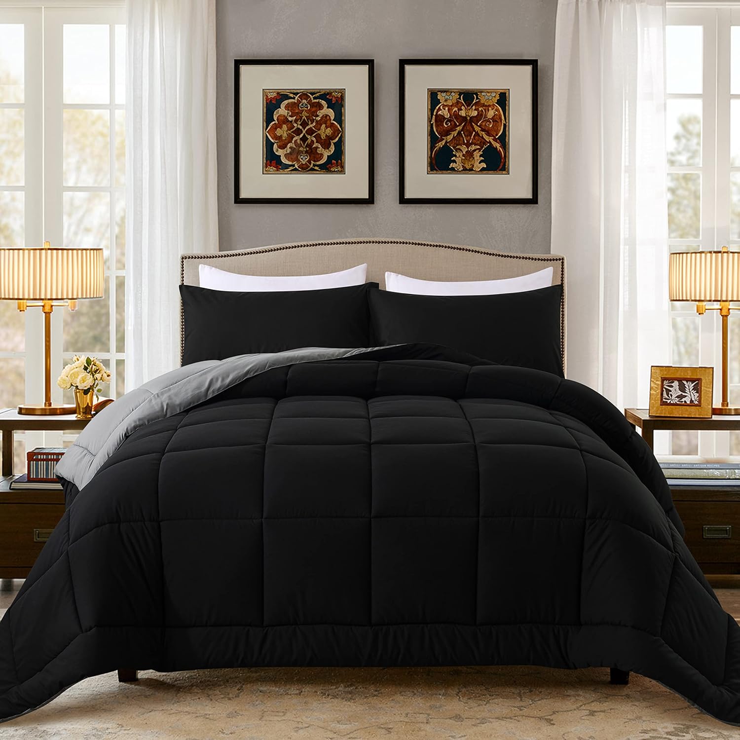 DOWNCOOL Twin Comforter Set for All Season Cozy Bedding