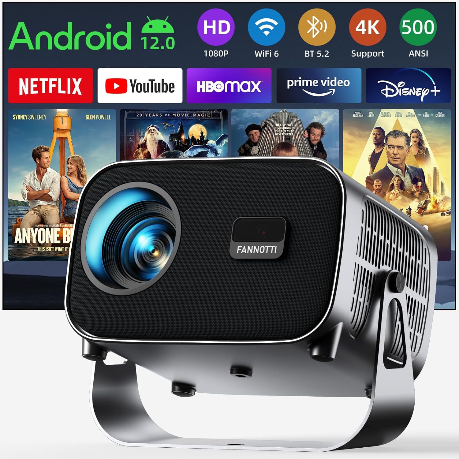 WIFI Smart Projector: Electric Focus, 1080P Portable Cinema