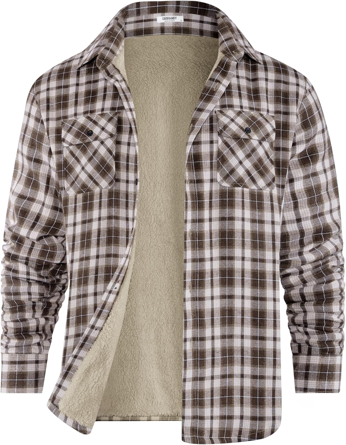 COOFANDY Men's Sherpa Lined Flannel Shirt Jacket for Comfort