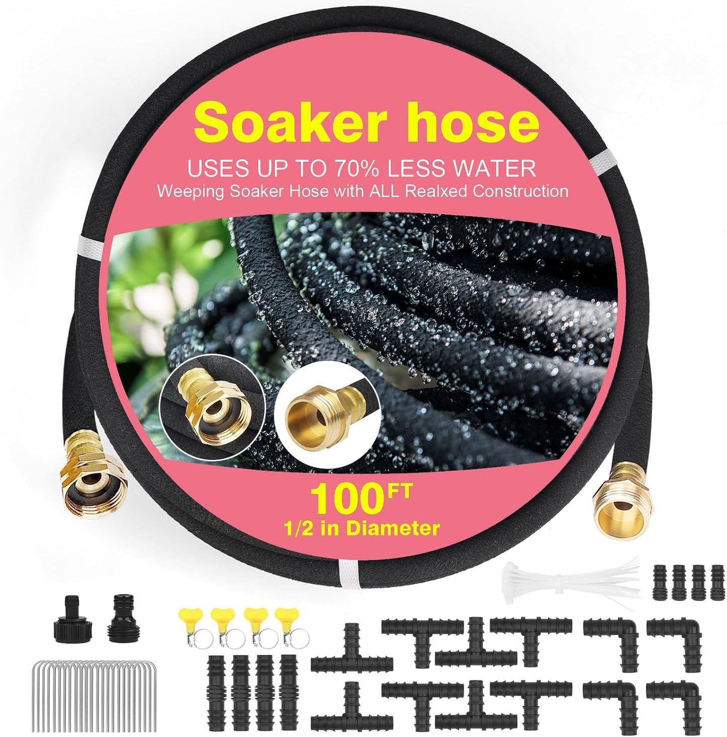 Soaker Hose 100 FT Pro for Garden Beds - Durable Drip Irrigation