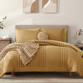 Monbix Full Comforter Set - 7 Piece Full Bedding Set - All Season Cozy