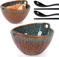 Ceramic Ramen Bowl with Chopsticks Set - 6.7 in Peacock Green