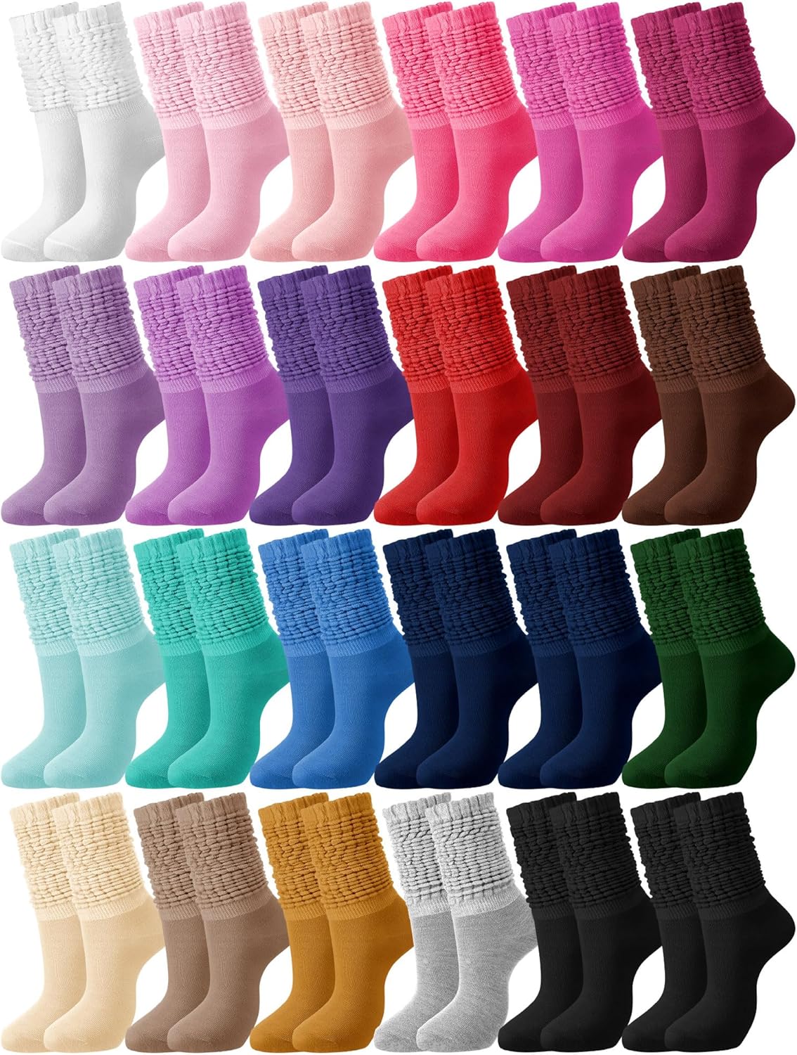 12 Pairs Slouch Socks for Women - Fuzzy Warm Scrunch Boot Socks