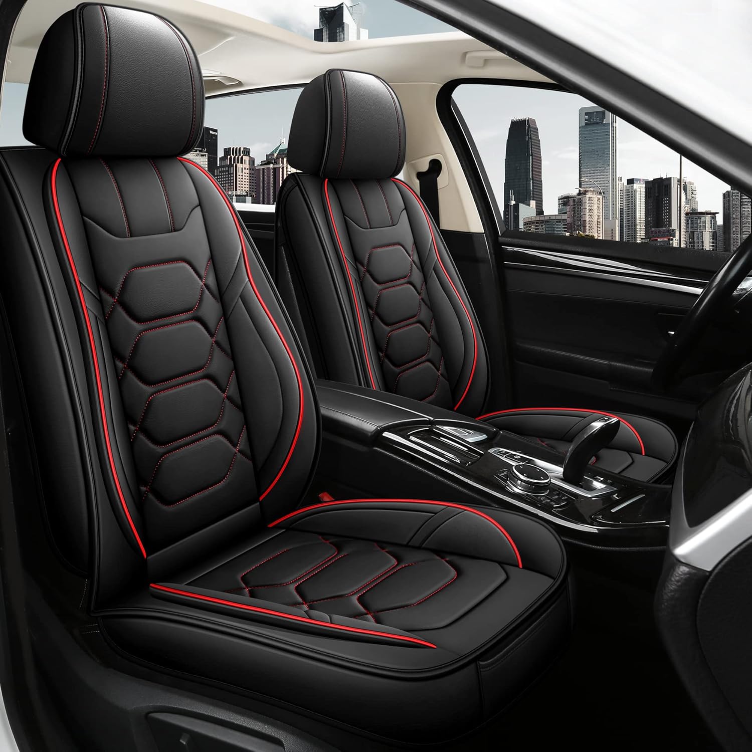 Pariitadin Leather Car Seat Covers Front Pair, Waterproof Faux Leather