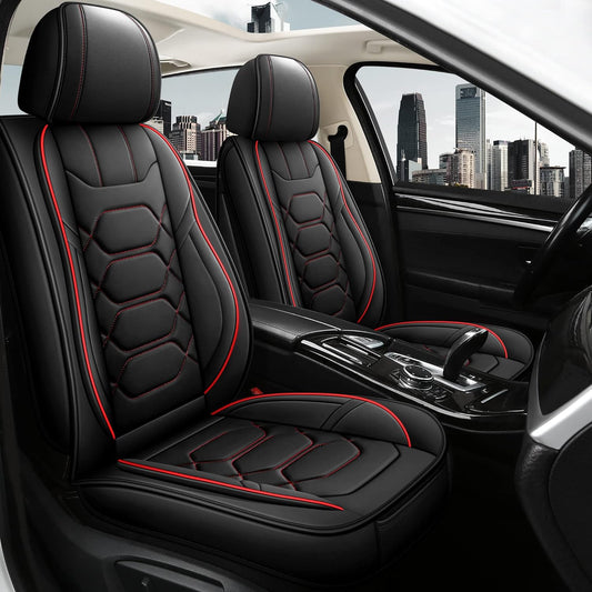 Pariitadin Leather Car Seat Covers Front Pair, Waterproof Faux Leather