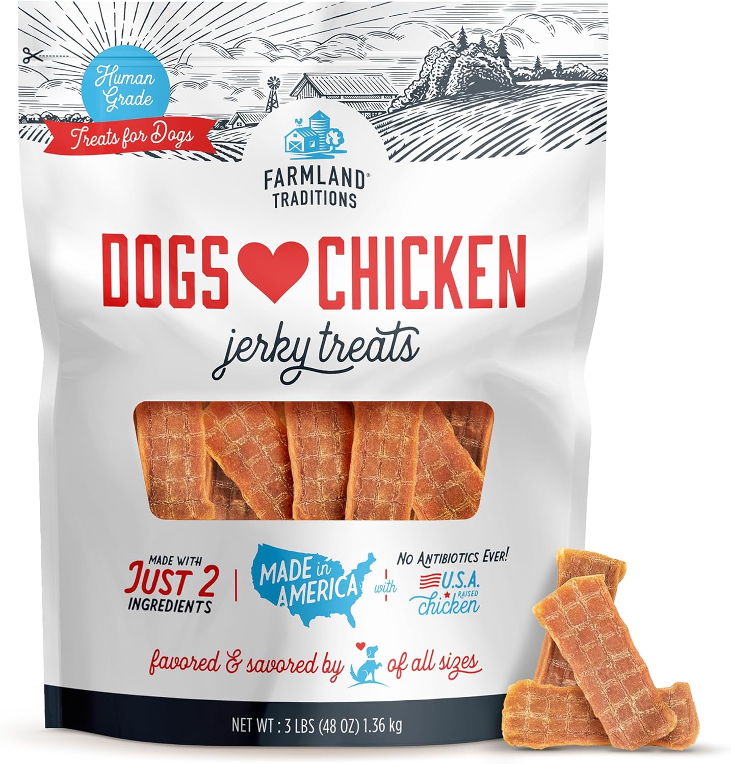 Premium Chicken Jerky Dog Treats for Healthy Pups - 3-Pound Bag