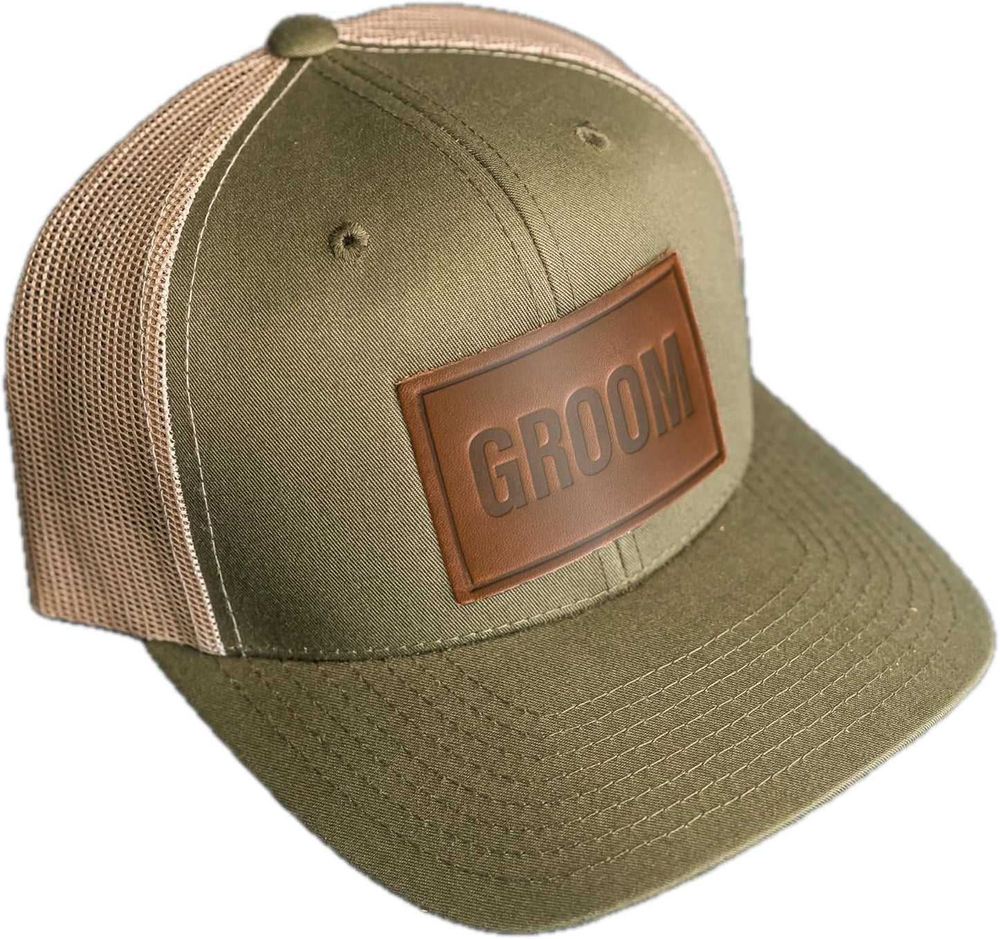 Bride and Groom Leather Patch Trucker Style Hats for Weddings