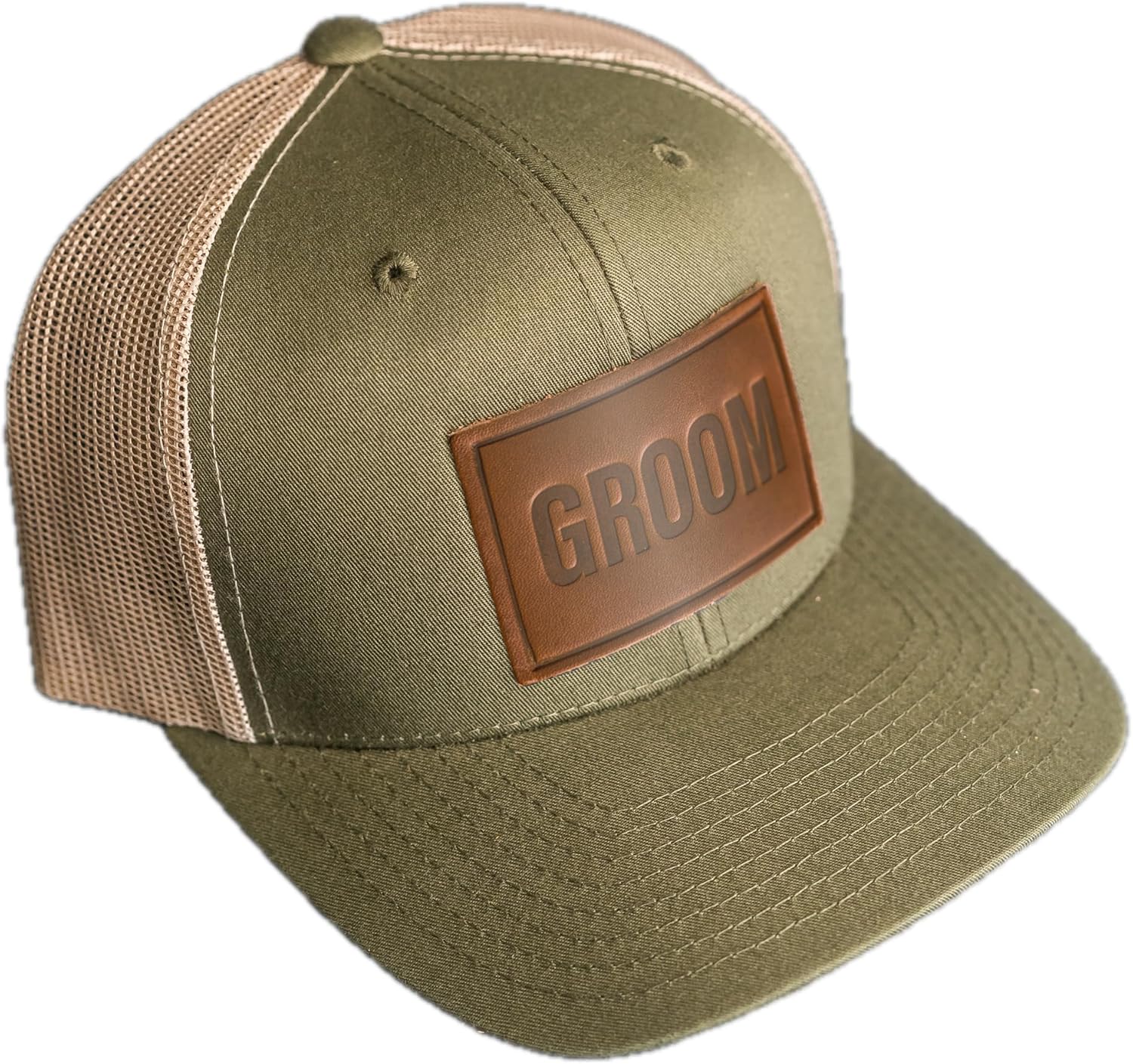 Bride and Groom Leather Patch Trucker Style Hats for Weddings