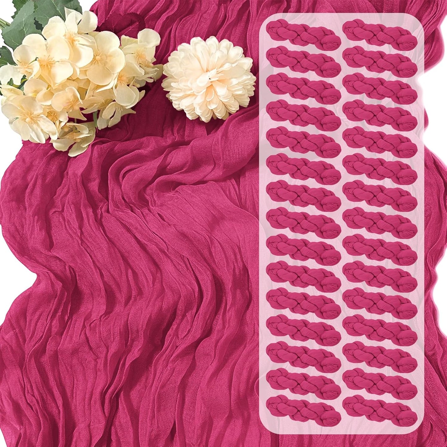 30 Pack Hot Pink Cheesecloth Table Runners for Elegant Events