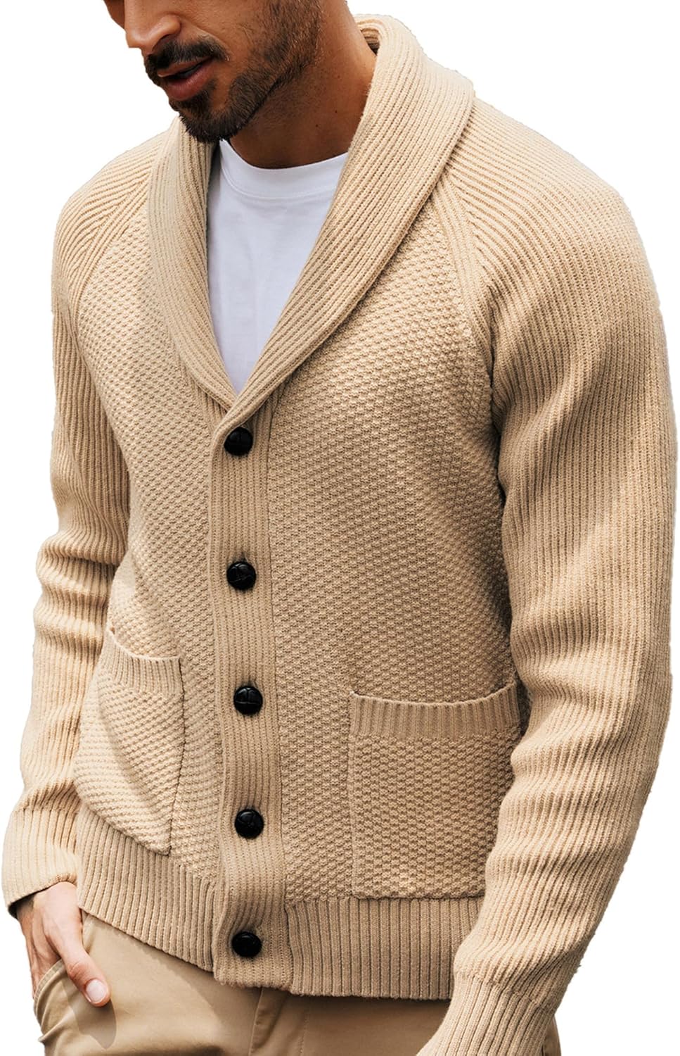PJ PAUL JONES Mens Shawl Collar Cardigan Sweater for Style