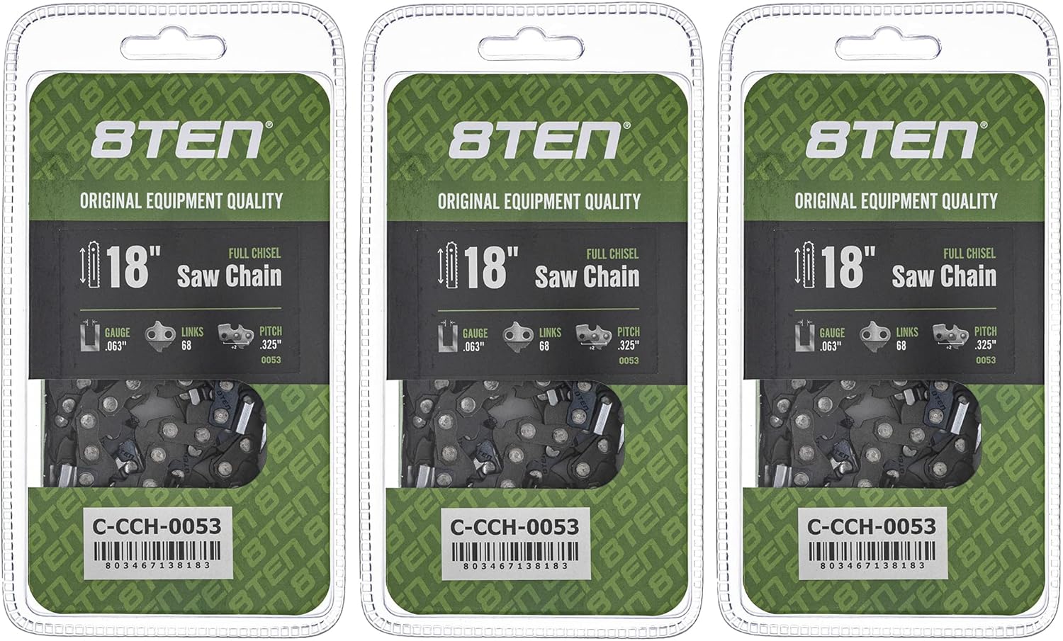 8TEN Full Chisel Chainsaw Chain 18 Inch for Stihl 025