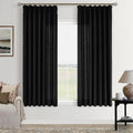 Black Pinch Pleated Semi Sheer Curtains 63 in Length - Linen Blend