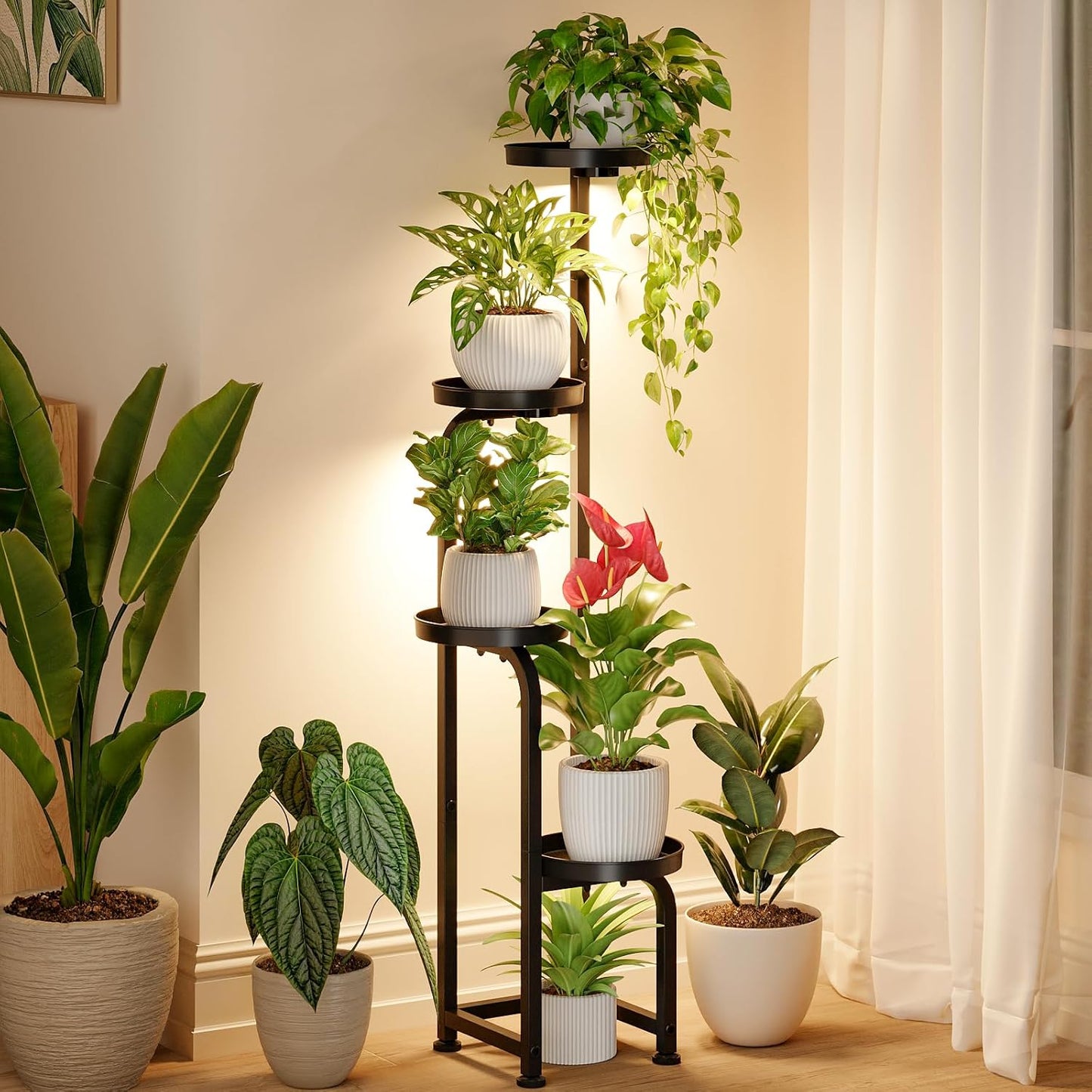 Bamworld Plant Stand with Grow Light for Optimal Plant Growth