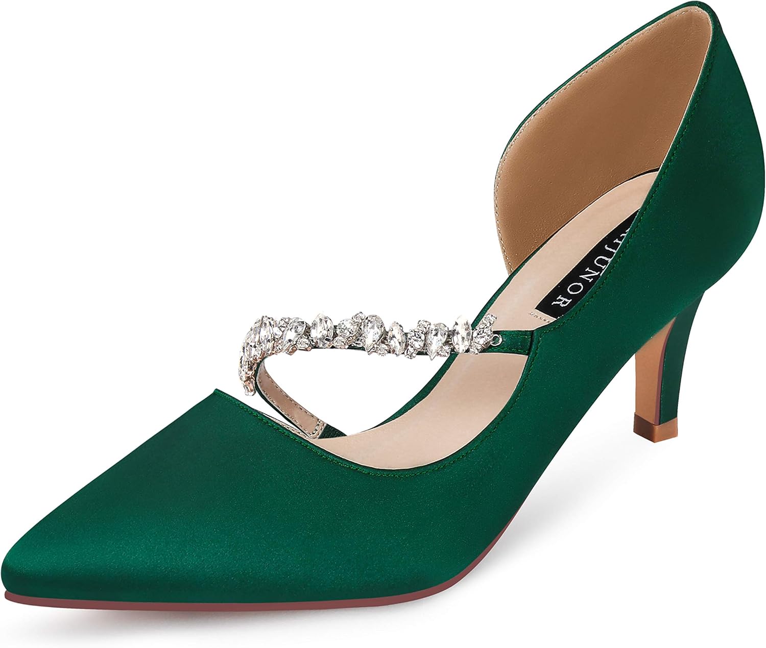 ERIJUNOR Women Mid Kitten Heels Closed Pointy Toe DOrsay Pumps
