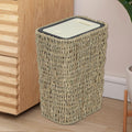 Boho Trash Can with Lid 3 Gallon Slim Rattan Waste Basket