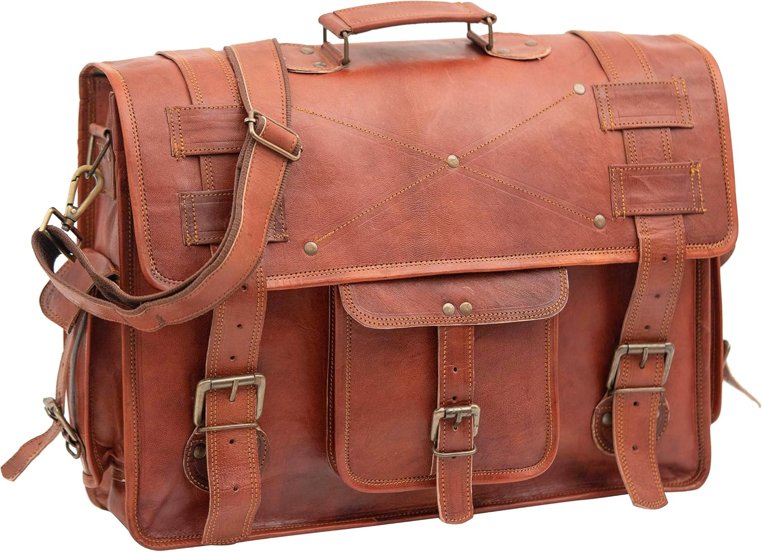 Handmade Leather Messenger Laptop Satchel for Stylish Men