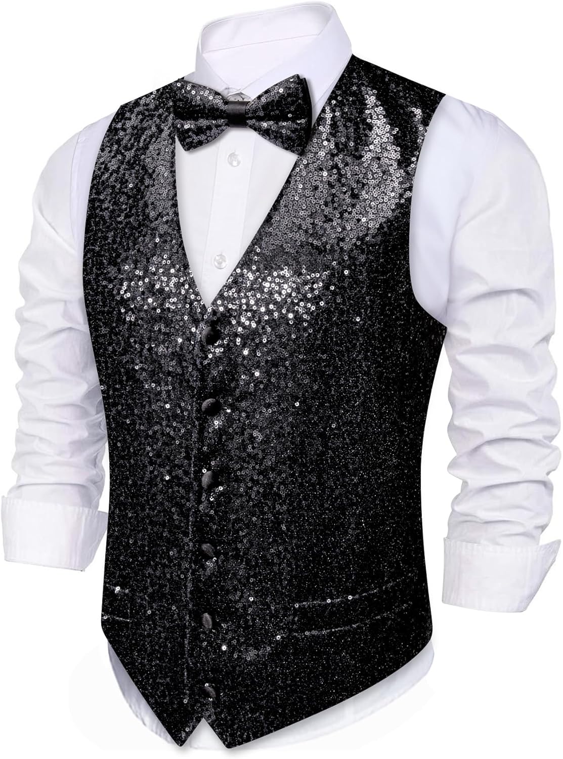 Barry.Wang Mens Sequins Vest for Formal and Leisure Occasions