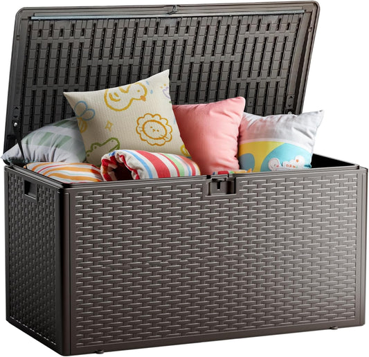 73 Gallon Deck Box for Outdoor Storage, Waterproof & Lockable
