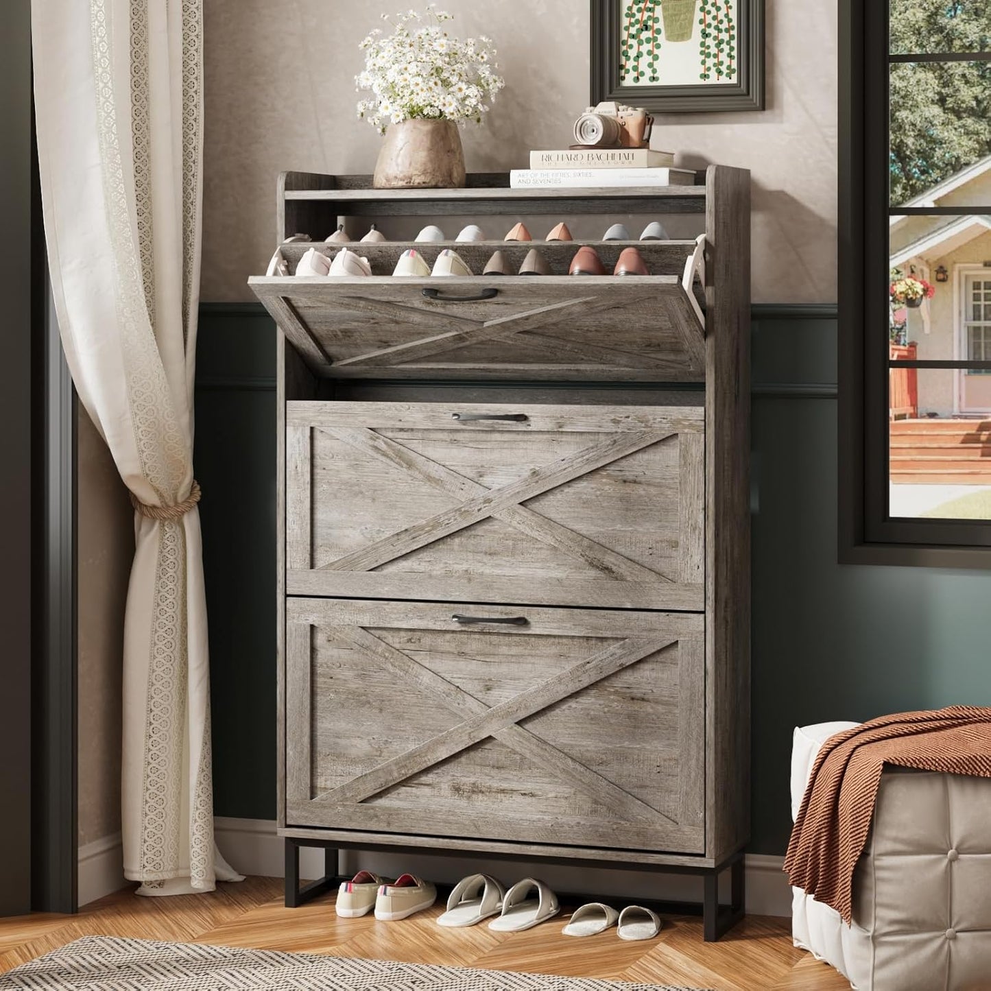 Maupvit Shoe Storage Cabinet with 3 Flip Drawers Review