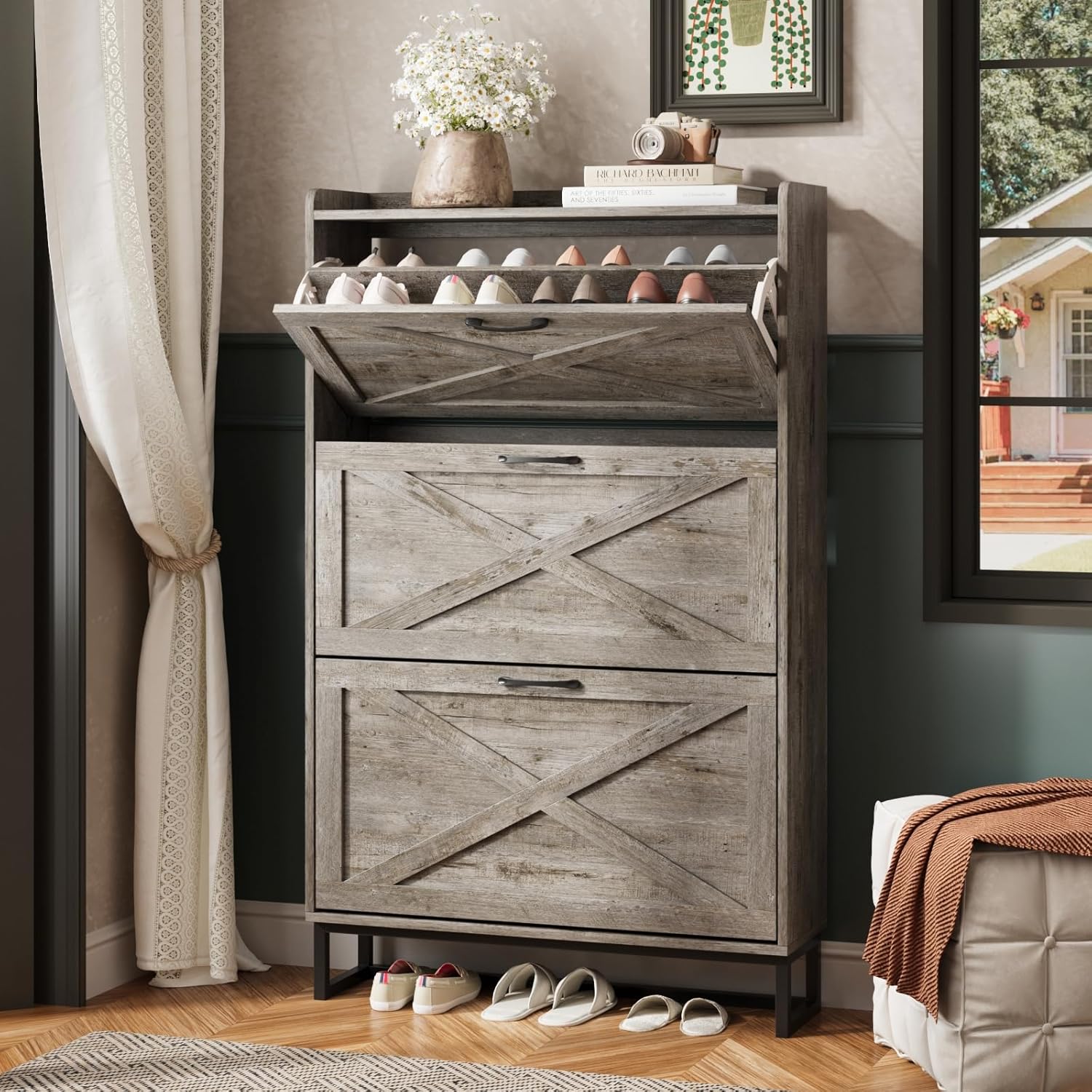 Maupvit Shoe Storage Cabinet with 3 Flip Drawers Review
