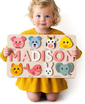 Baby Custom Name Puzzle with Animals - Personalized Wooden Keepsake