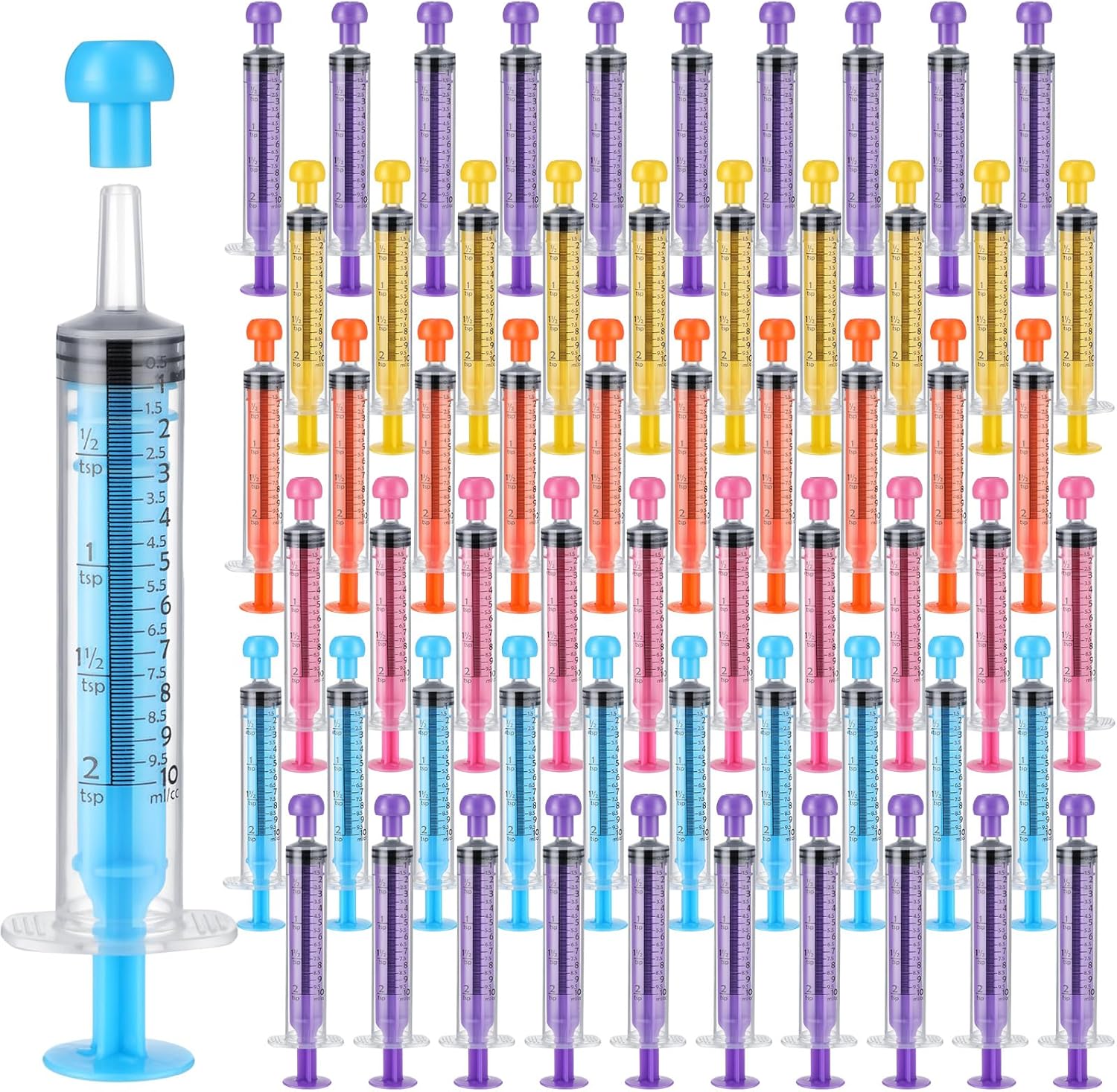 TrelaCo 100 Pieces Plastic Syringe for Liquid with Caps