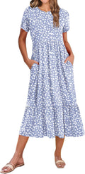Zeagoo Women Summer Midi A Line Dress - Flowy Tiered Sundress MATERIAL