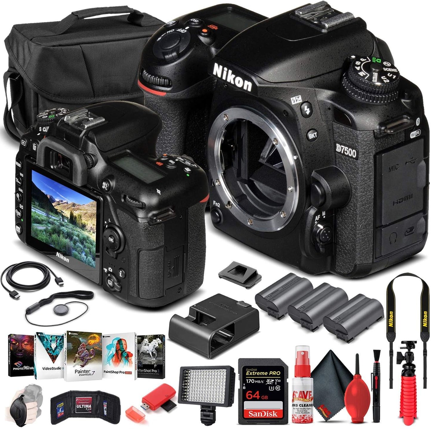 Nikon D7500 DSLR Camera Bundle with Memory Card and Accessories