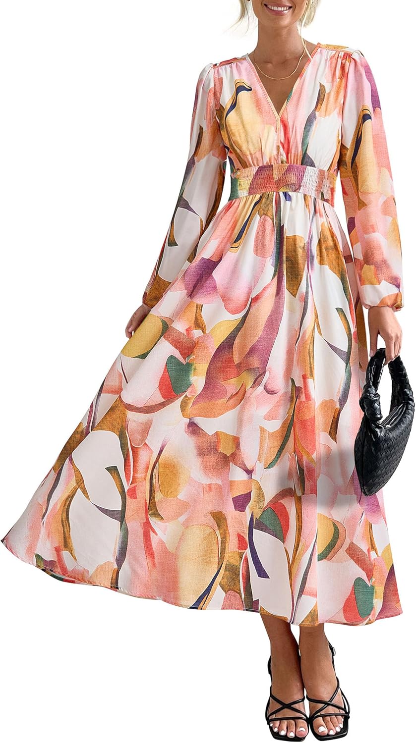 PRETTYGARDEN Women's Floral Midi Dress for Casual Fall Events