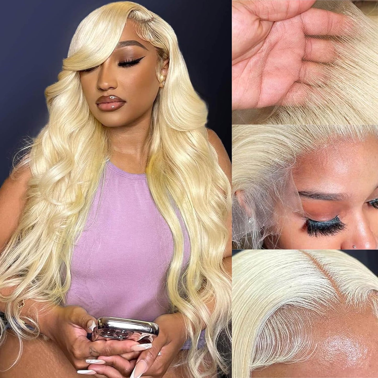 613 Lace Front Wig Human Hair Body Wave 22 Inch 200 Density