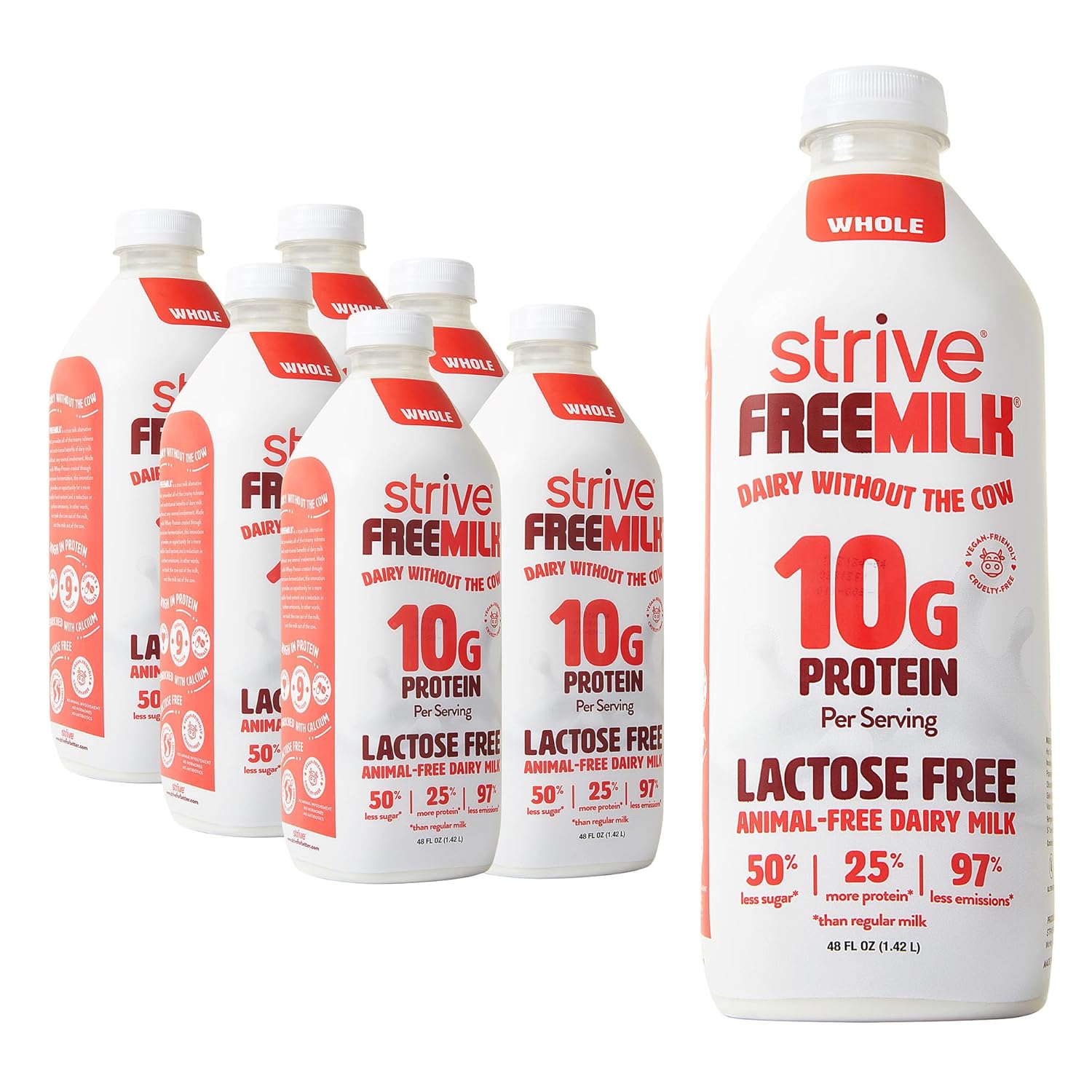 Strive FREEMILK Animal-Free Dairy Milk, 48 oz Pack of 6