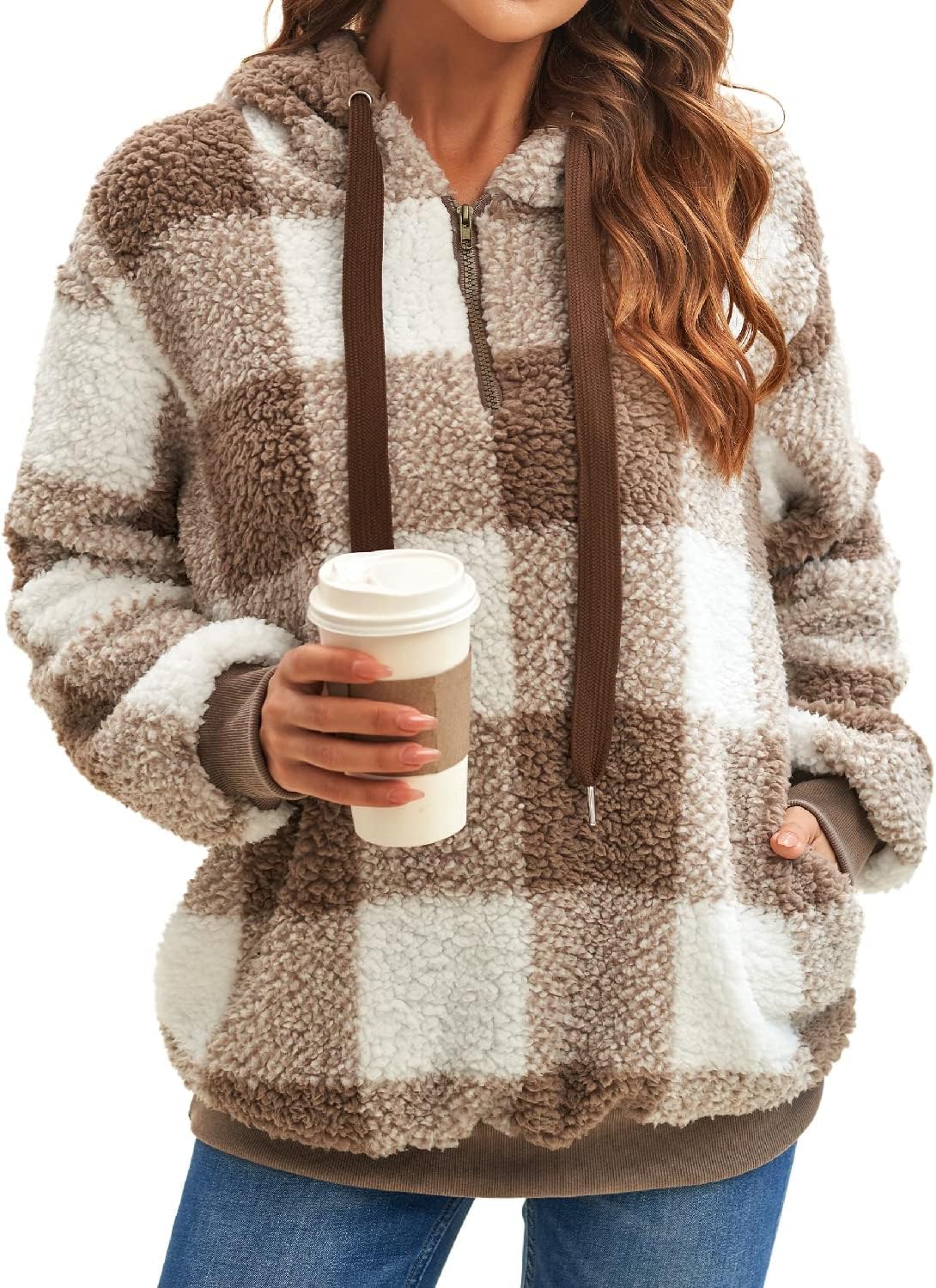 Oversized Sherpa Pullover Hoodie for Women - Cozy and Stylish