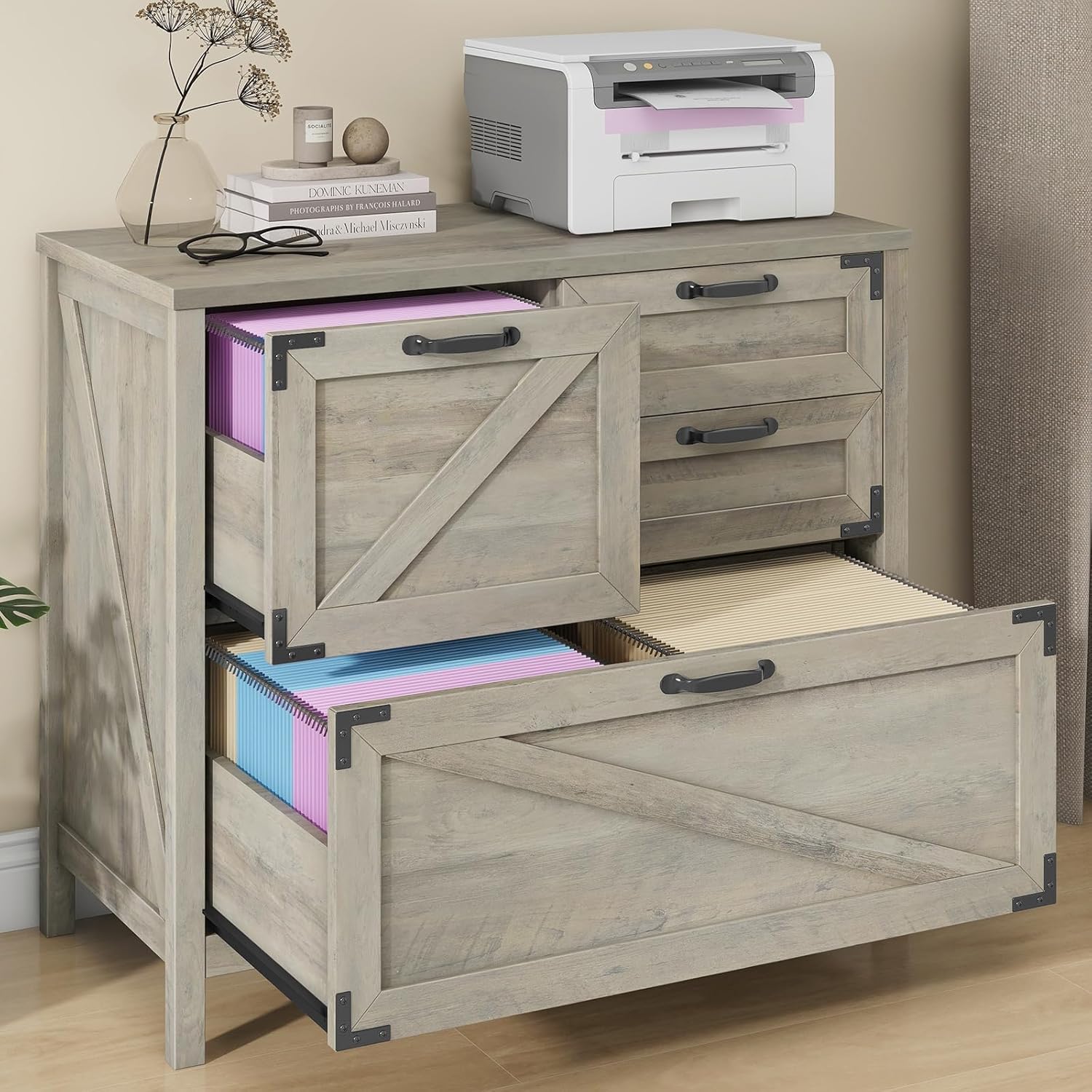 Lateral File Cabinet with 4 Drawers for Home Office Storage