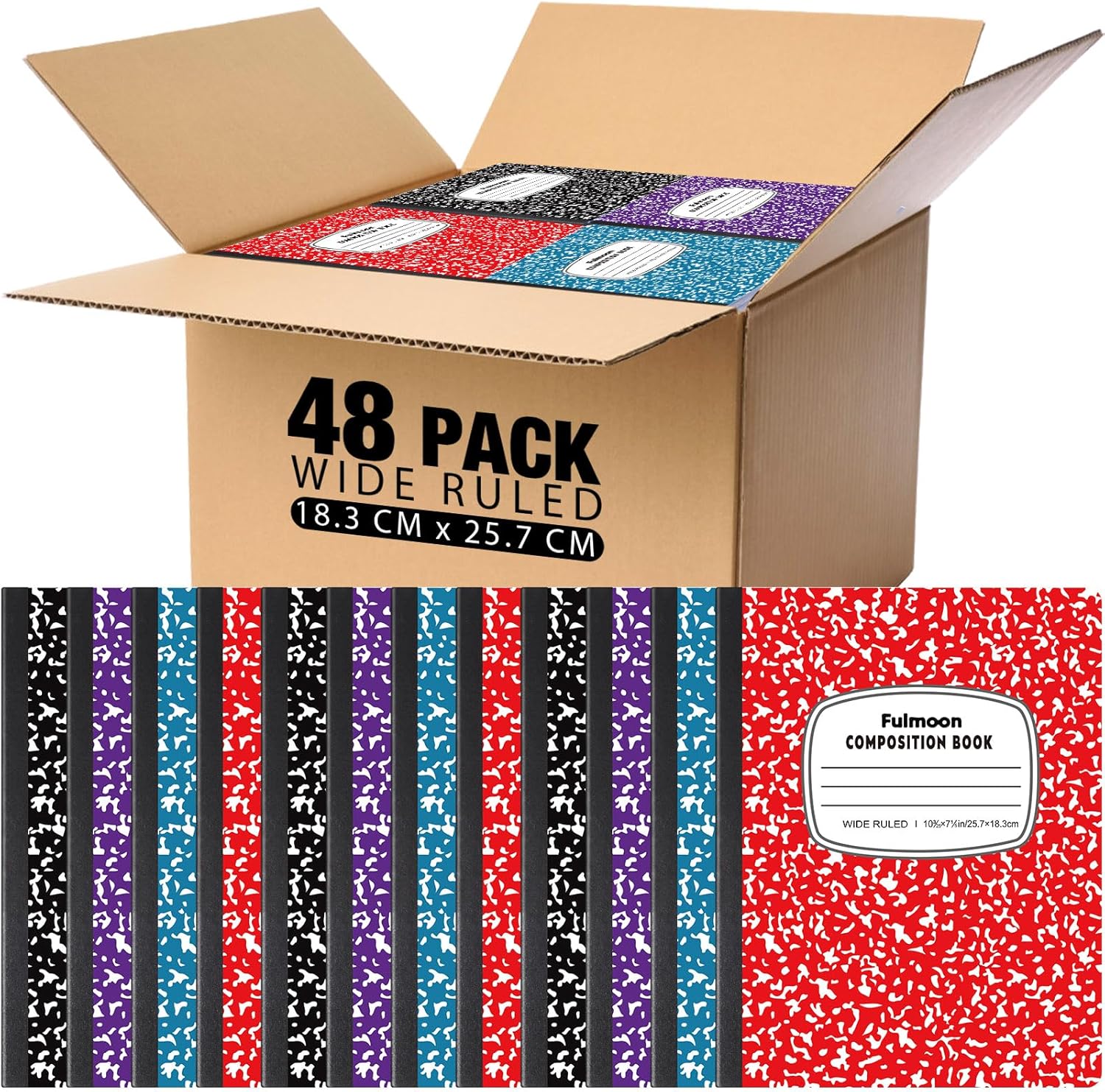 Colorful Wide Ruled Composition Notebook: 48 Pcs Ideal for Writing & Art